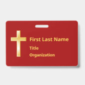 Naam Badge met Christelijk Gold Cross (Front)