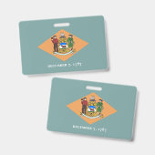 Naam Badge met vlag van Delaware State, Verenigde  (Voor- en achterkant)