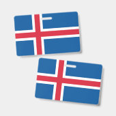 Naam Badge met vlag van IJsland (Voor- en achterkant)