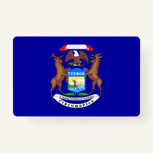 Naam Badge met vlag van Michigan State, USA