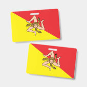 Naam Badge met vlag van Sicilië, Italië (Voor- en achterkant)