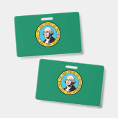 Naam Badge met vlag van Washington State, Verenigd (Voor- en achterkant)