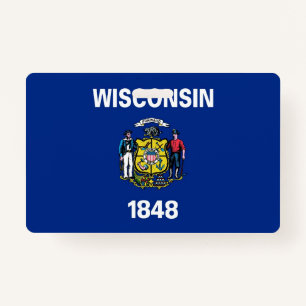 Naam Badge met vlag van Wisconsin State, USA