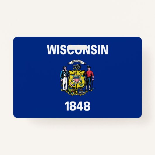 Naam Badge met vlag van Wisconsin State, USA (Voorkant)