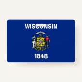 Naam Badge met vlag van Wisconsin State, USA (Achterkant)