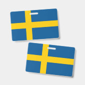 Naam Badge met vlag van Zweden (Voor- en achterkant)