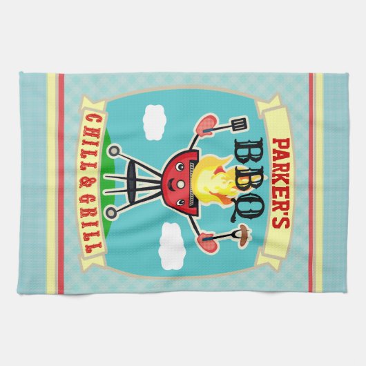  naam Barbeque BBQ Handdoek (Horizontaal)