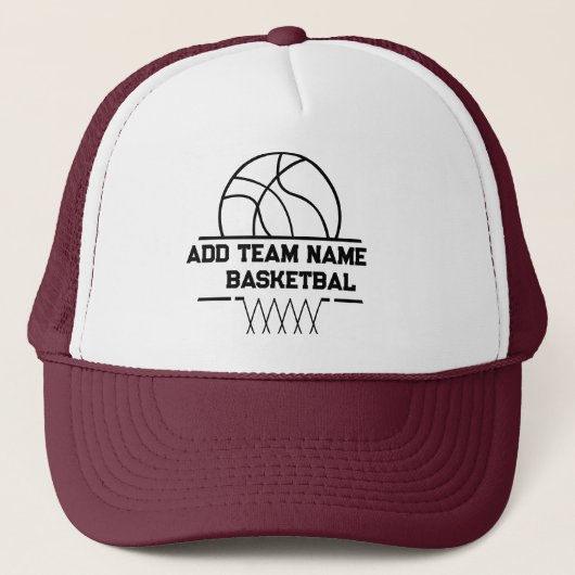 Naam basketbalteam, gepersonaliseerd basketbal trucker pet (Voorkant)