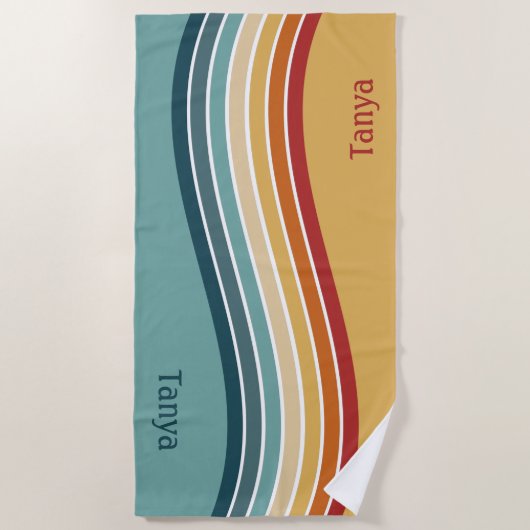 Naam, Beach Wave Stripes, Mid Century Modern Color Strandlaken (Voorkant)