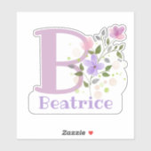 Naam Beatrice & Initiaal met bloemendesign Sticker (Vel)