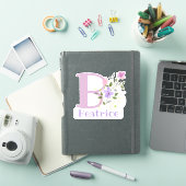 Naam Beatrice & Initiaal met bloemendesign Sticker (iPad Cover)