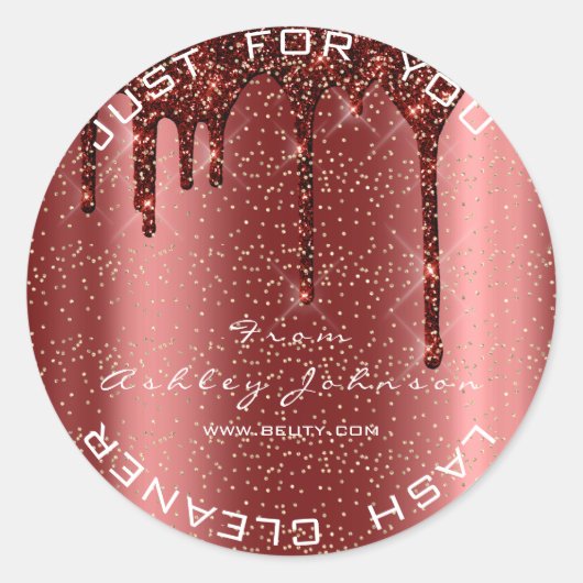 Naam Beauty Lashes Bourgogne Gouden Lashes Cleaner Ronde Sticker (Voorkant)