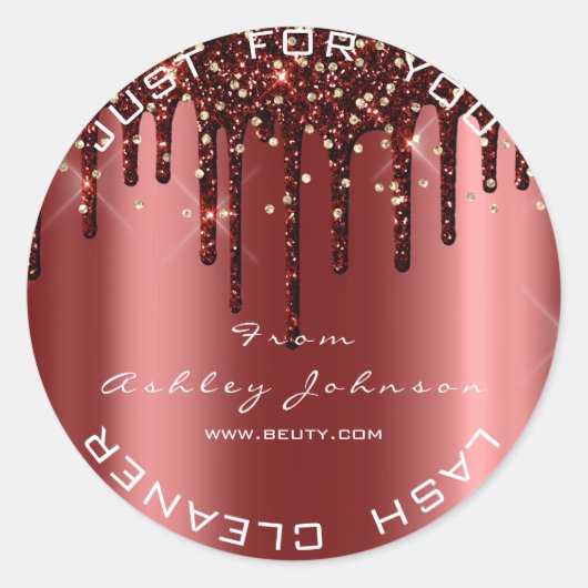Naam Beauty Lashes Burgundy Gold Lashes Confetti Ronde Sticker (Voorkant)