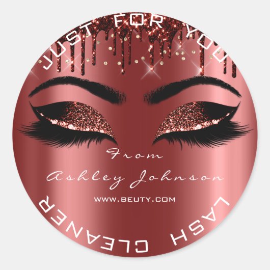 Naam Beauty Lashes Burgundy Gold Lashes Eyes Ronde Sticker (Voorkant)