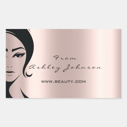 Naam Beauty Lshes Drips Pink Gold Lashes  Rechthoekige Sticker (Voorkant)