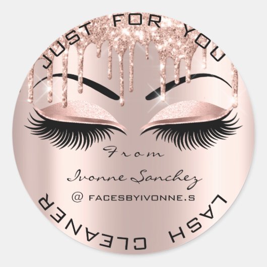 Naam Beauty Lshes Drivers Roze Brows Lashes Social Ronde Sticker (Voorkant)