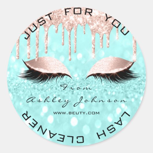 Naam Beauty Lshes Drivers Roze Gold Lashes Cleaner Ronde Sticker (Voorkant)