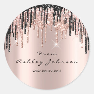 Naam Beauty Roos Black Drids Web Hartelijk dank Ronde Sticker