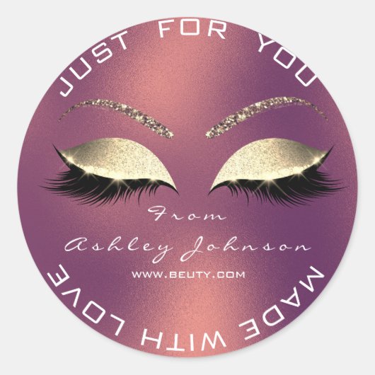 Naam Beauty Salon Glitter Copper Roos Bedankt Ronde Sticker (Voorkant)