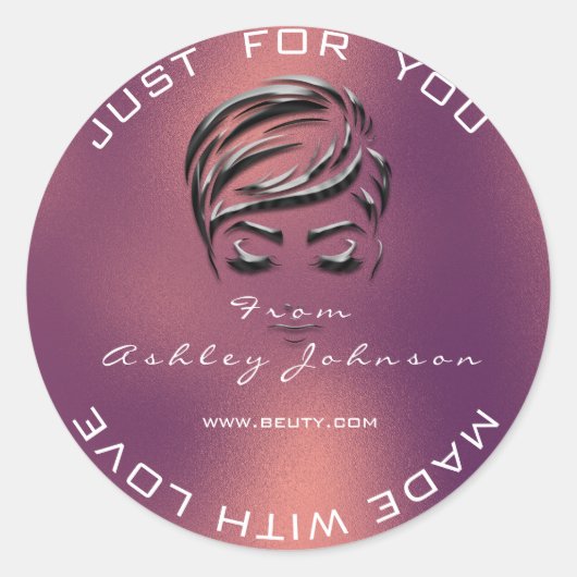 Naam Beauty Salon Glitter Copper Roos Dank Lux Ronde Sticker (Voorkant)