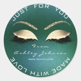 Naam Beauty Salon Glitter Deep Green Bedankt Ronde Sticker