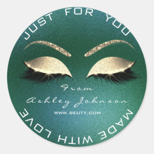 Naam Beauty Salon Glitter Deep Green Bedankt Ronde Sticker