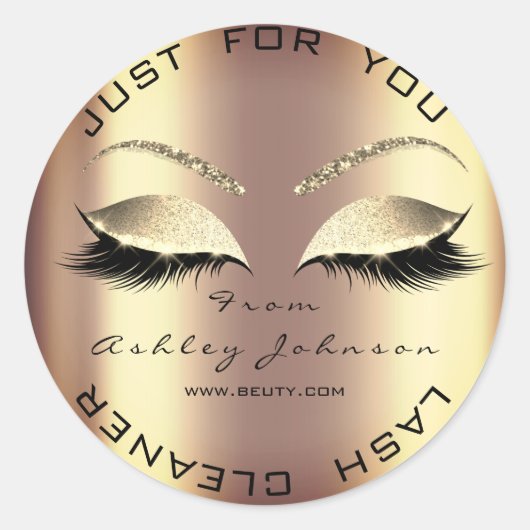 Naam Beauty Salon Glitter Honey Gold Lash Cleaner Ronde Sticker (Voorkant)