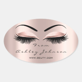 Naam Bedankt Beauty Glitter Lash Makeup Artist Ovale Sticker