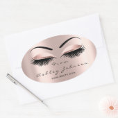 Naam Bedankt Beauty Glitter Lash Makeup Artist Ovale Sticker (Envelop)