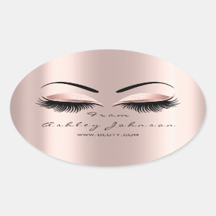 Naam Bedankt Beauty Glitter Lash Makeup Artist Ovale Sticker