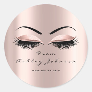 Naam Bedankt Beauty Glitter Lash Makeup Artist Ronde Sticker