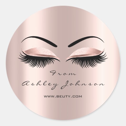 Naam Bedankt Beauty Glitter Lash Makeup Artist Ronde Sticker (Voorkant)