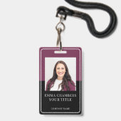 Naam & Bedrijf Bourgogne Zwarte ID Badge (Voorzijde met lanyard)
