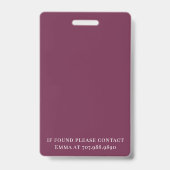 Naam & Bedrijf Bourgogne Zwarte ID Badge (Achterkant)
