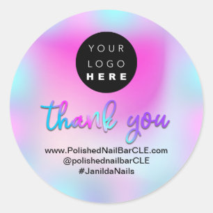 Naam bedrijf logo Dank u wel Holograaf Ombre Ronde Sticker
