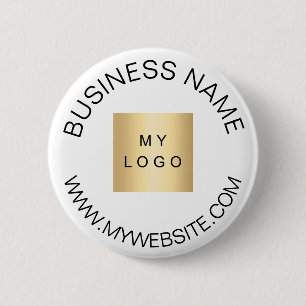 Naam bedrijf logo website merkkleur ronde button 5,7 cm