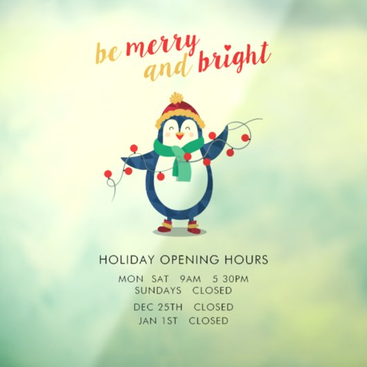 Naam Bedrijfs Kantoor Kerst Openingsuren Raamsticker (Vel 3)