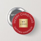 Naam bedrijfslogo rood wit Kerstmis Ronde Button 5,7 Cm (Voorkant /achterkant)