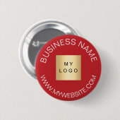 Naam bedrijfslogo website rood wit ronde button 5,7 cm (Voorkant /achterkant)