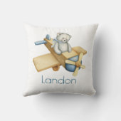 Naam beer VliegtuigWaterverf Nursery Kussen (Achterkant)