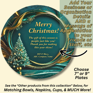 Naam Bericht Bedrijf Groen Goud Kerstboom 7" Papieren Bordje