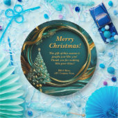 Naam Bericht Bedrijf Groen Goud Kerstboom 9" Papieren Bordje (Feest)