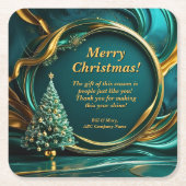 Naam Bericht Bedrijf Groen Goud Kerstboom Kartonnen Onderzetters (Voorkant)