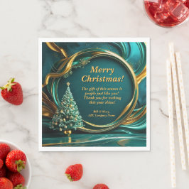 Naam Bericht Bedrijf Groen Goud Kerstboom Servet