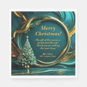 Naam Bericht Bedrijf Groen Goud Kerstboom Servet (Voorkant)