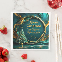 Naam Bericht Bedrijf Groen Goud Kerstboom Servet