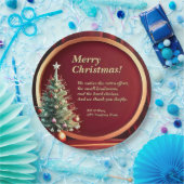 Naam Bericht Bedrijf Rood Goud + Kerstboom 9" Papieren Bordje (Feest)