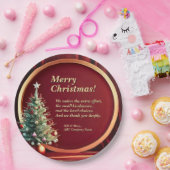 Naam Bericht Bedrijf Rood Goud + Kerstboom 9" Papieren Bordje (Feest)