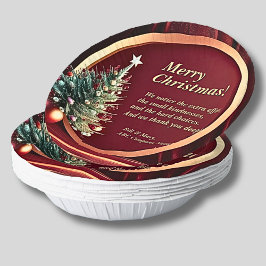 Naam Bericht Bedrijf Rood Goud + Kerstboom Papieren Kommen
