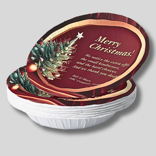 Naam Bericht Bedrijf Rood Goud + Kerstboom Papieren Kommen